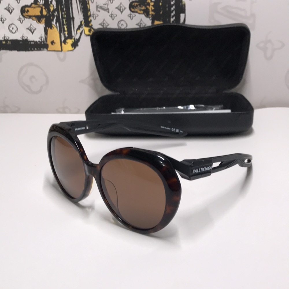 New Authentic Balenciaga Tortoise Shell Sunglasses BB0024SA 001 - Picture 3 of 14